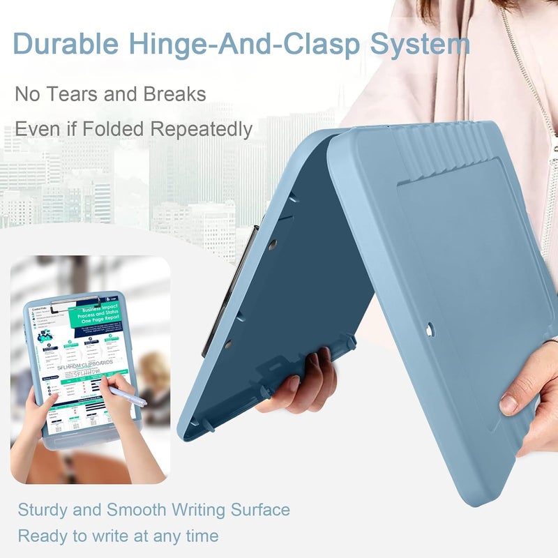 SFLHHDM Clipboard with Storage,Storage Clipboard with Pen Holder, A4 Binder Clip Boards 8.5x11 with Low Profile Clip,Side Opening Nursing Clipboards, Clipboards Folder for Office Supplies-Light Blue - Image 4